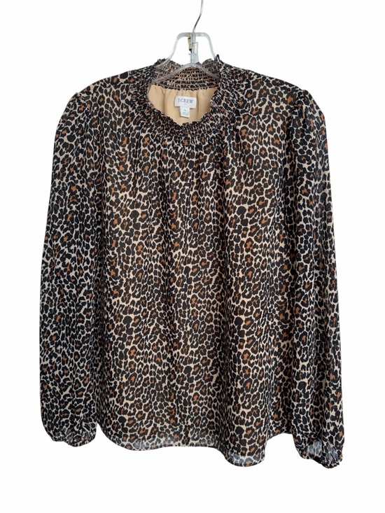 J. Crew Tops - J. Crew Leopard Print Smocked Neck Blouse size Small